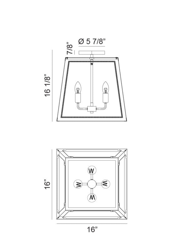 Steel Open Air Two Tone Frame Semi Flush Mount