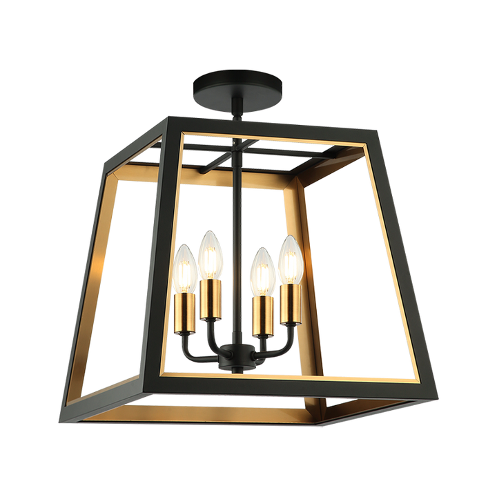 Steel Open Air Two Tone Frame Semi Flush Mount