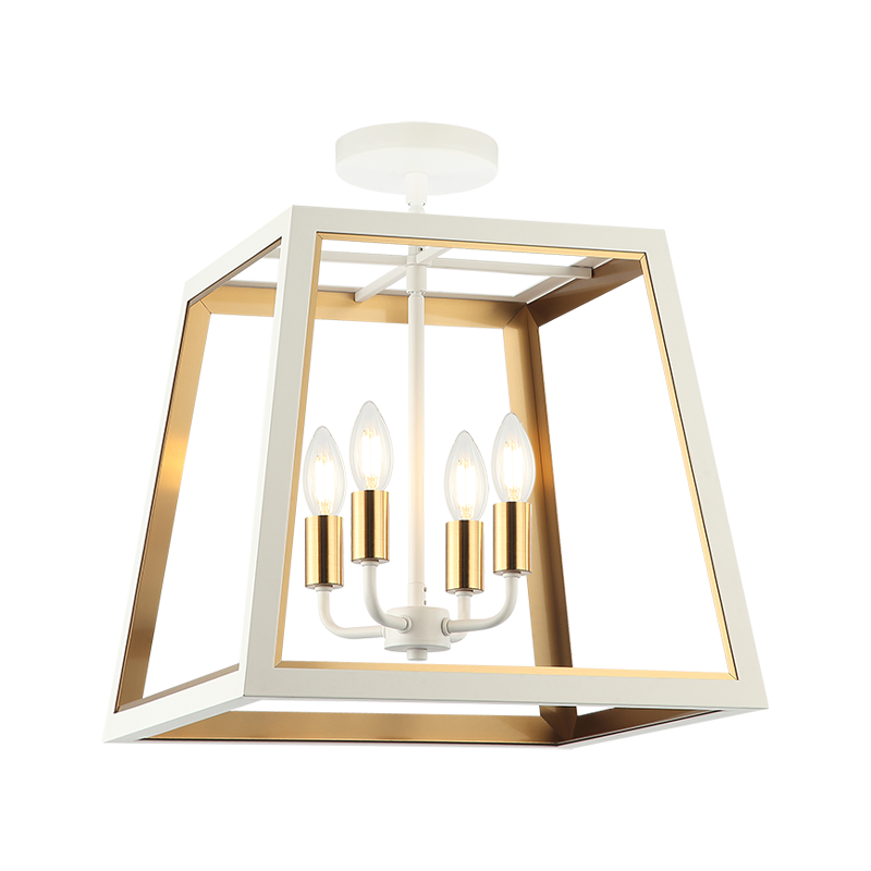 Steel Open Air Two Tone Frame Semi Flush Mount