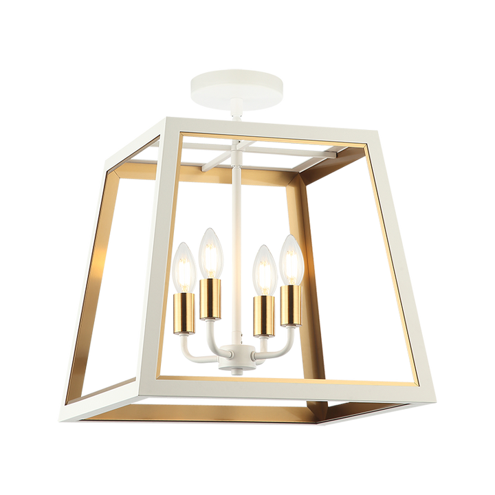 Steel Open Air Two Tone Frame Semi Flush Mount