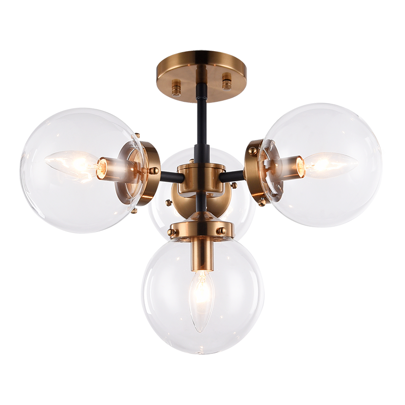 Steel Frame with Glass Globe Chandelier by Matteo Lighting - view 6