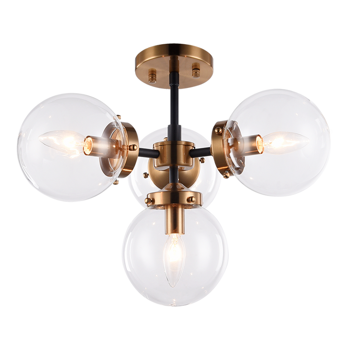 Steel Frame with Glass Globe Chandelier by Matteo Lighting - view 6