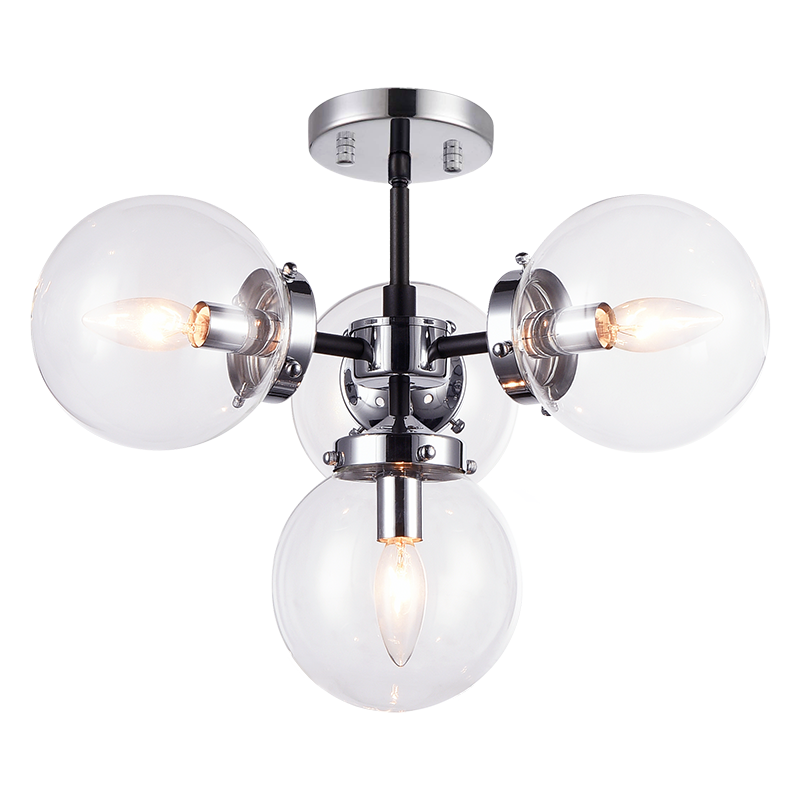 Steel Frame with Glass Globe Chandelier by Matteo Lighting - view 12