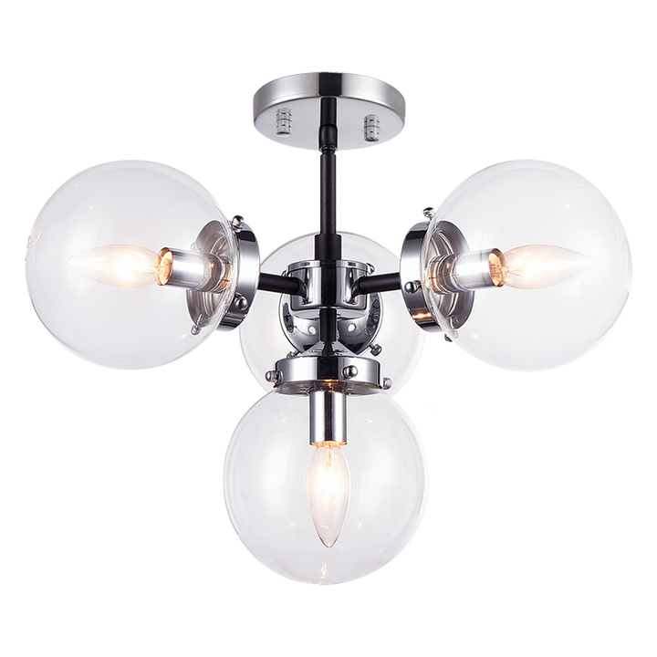 Steel Frame with Glass Globe Chandelier by Matteo Lighting - view 12