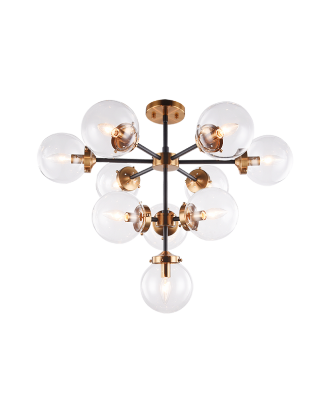 Steel Frame with Glass Globe Chandelier by Matteo Lighting - view 7