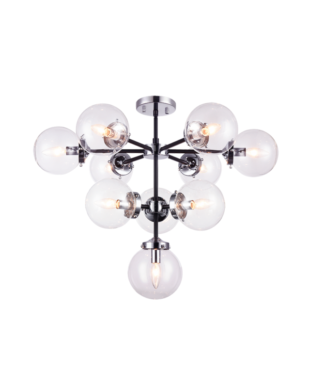 Steel Frame with Glass Globe Chandelier by Matteo Lighting - view 13