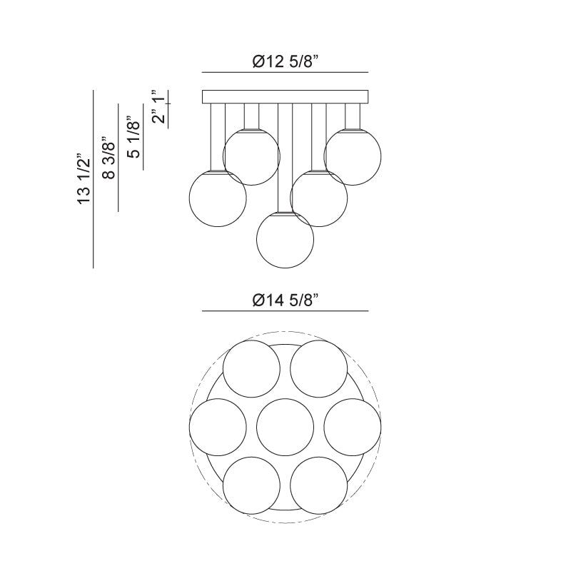 Steel Frame with Glass Globe Flush Mount