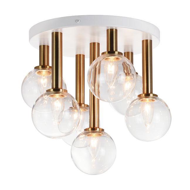 Steel Frame with Glass Globe Flush Mount