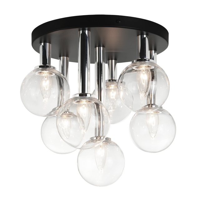 Steel Frame with Glass Globe Flush Mount