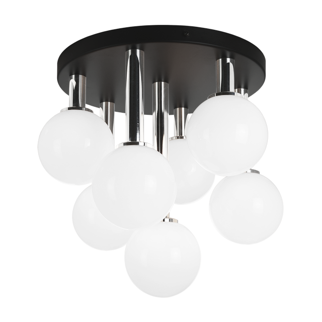 Steel Frame with Glass Globe Flush Mount