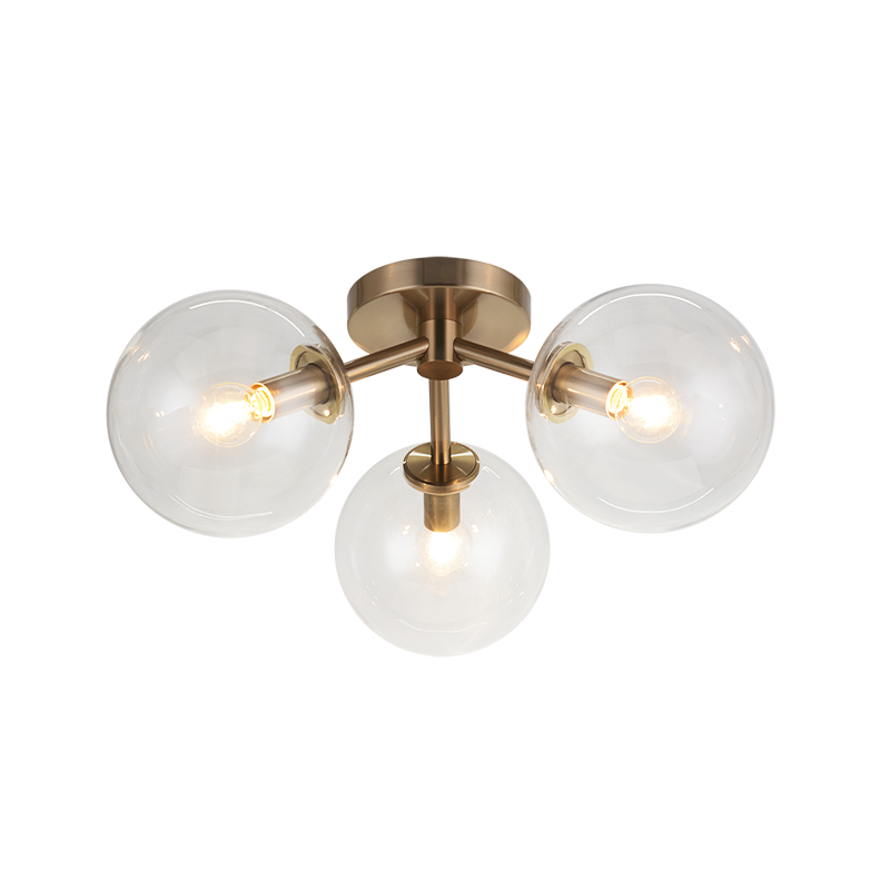 Steel Frame with Glass Globe Flush Mount
