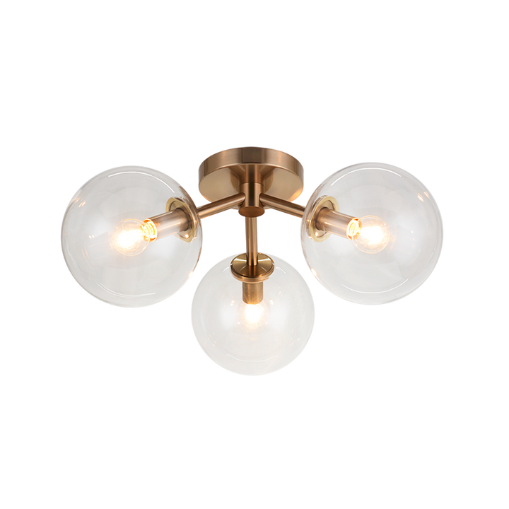 Steel Frame with Glass Globe Flush Mount