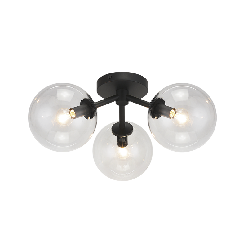 Steel Frame with Glass Globe Flush Mount