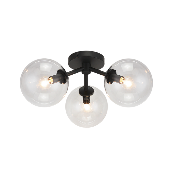 Steel Frame with Glass Globe Flush Mount