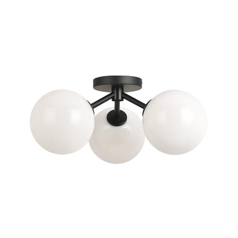 Steel Frame with Glass Globe Flush Mount
