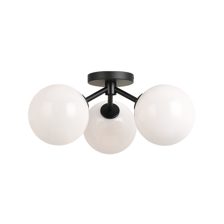 Steel Frame with Glass Globe Flush Mount