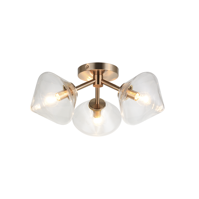 Steel Frame with Glass Shade Flush Mount