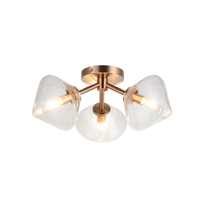 Steel Frame with Glass Shade Flush Mount