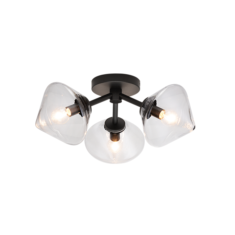 Steel Frame with Glass Shade Flush Mount
