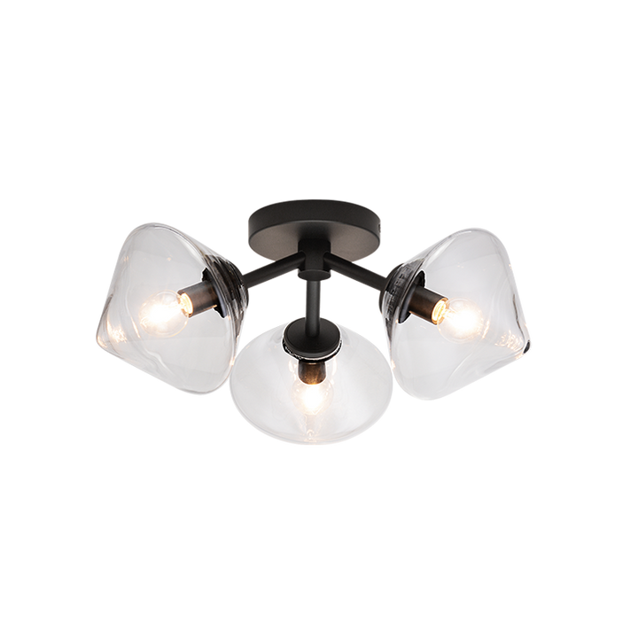 Steel Frame with Glass Shade Flush Mount