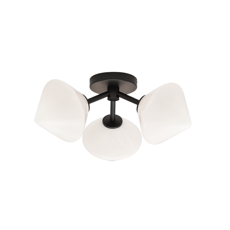Steel Frame with Glass Shade Flush Mount