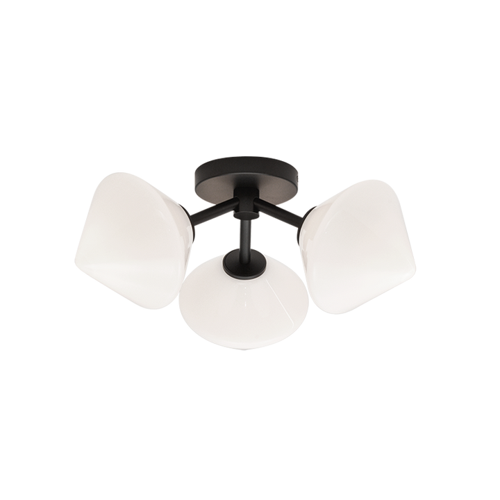 Steel Frame with Glass Shade Flush Mount