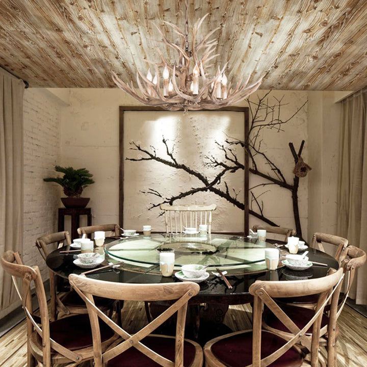 Polyresin Antler Horn Chandelier with Hardware by Bethel - view 6