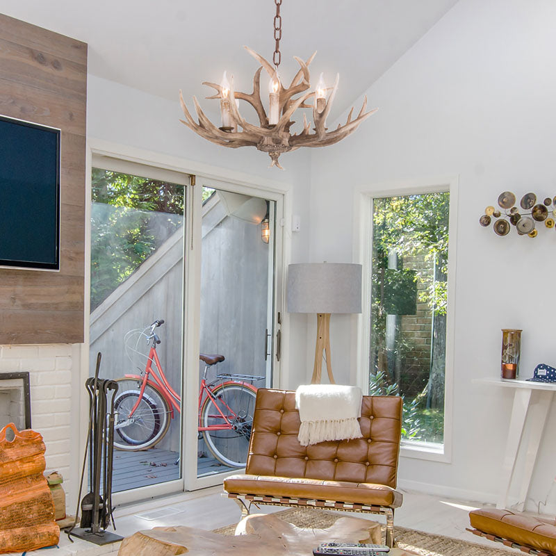 Polyresin Antler Horn Chandelier with Hardware by Bethel - view 2