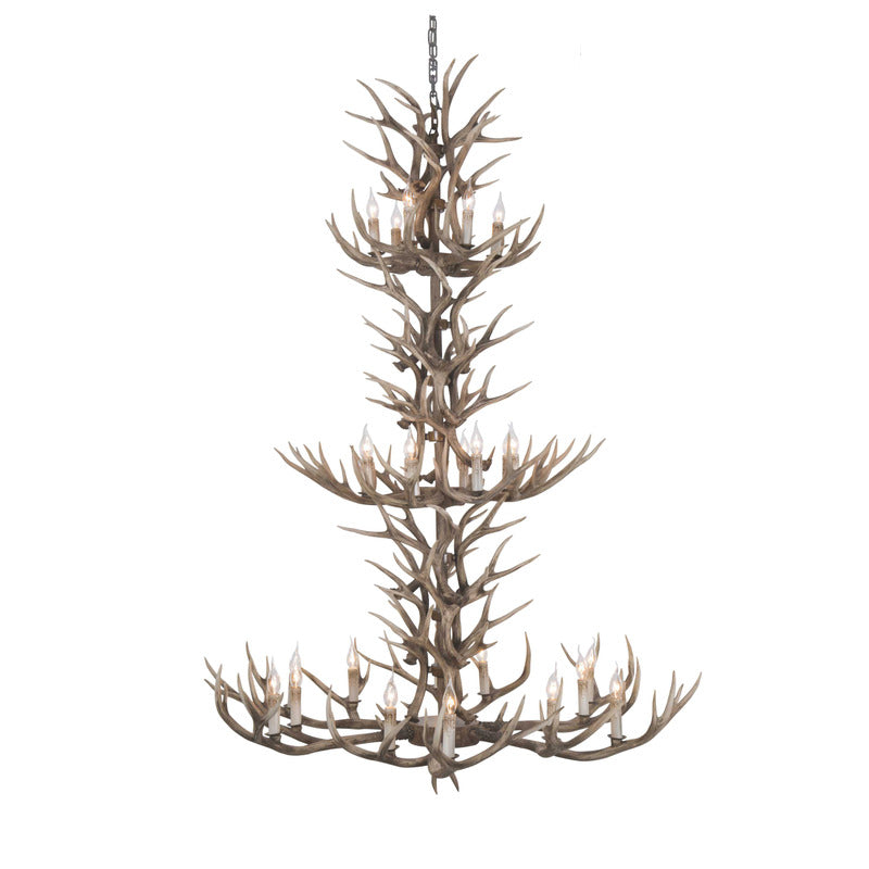 Three Tier Polyresin Antler Chandelier with Candle Light by Bethel
