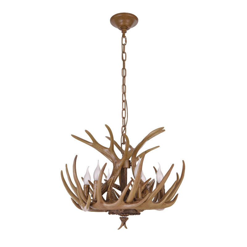 Faux Antler Horn Chandelier by Bethel - view 2