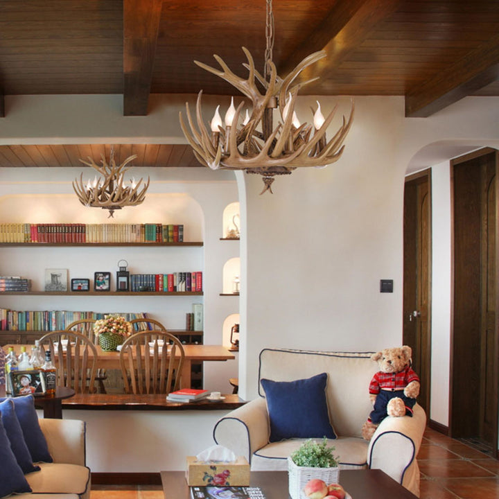 Faux Antler Horn Chandelier by Bethel - view 3