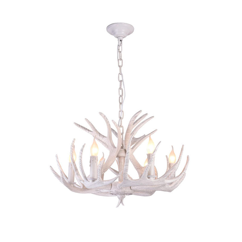 Faux White Antler Chandelier with White Hardware by Bethel