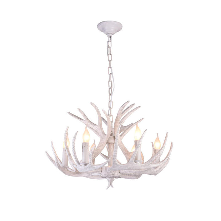 Faux White Antler Chandelier with White Hardware by Bethel