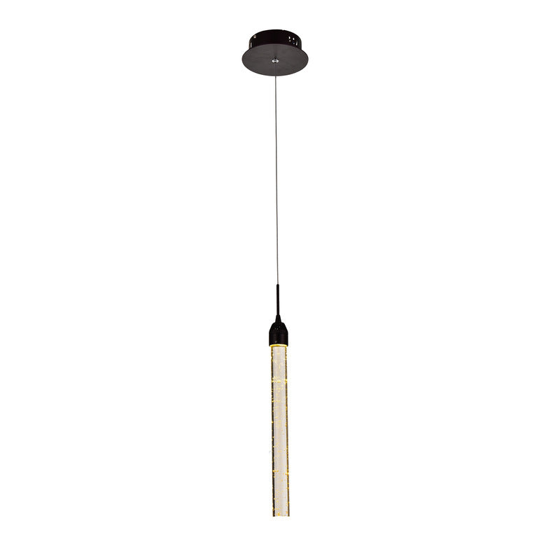 Single Pendant Clear Bubble Crystal Light with Hardware in Dark Brown by Bethel
