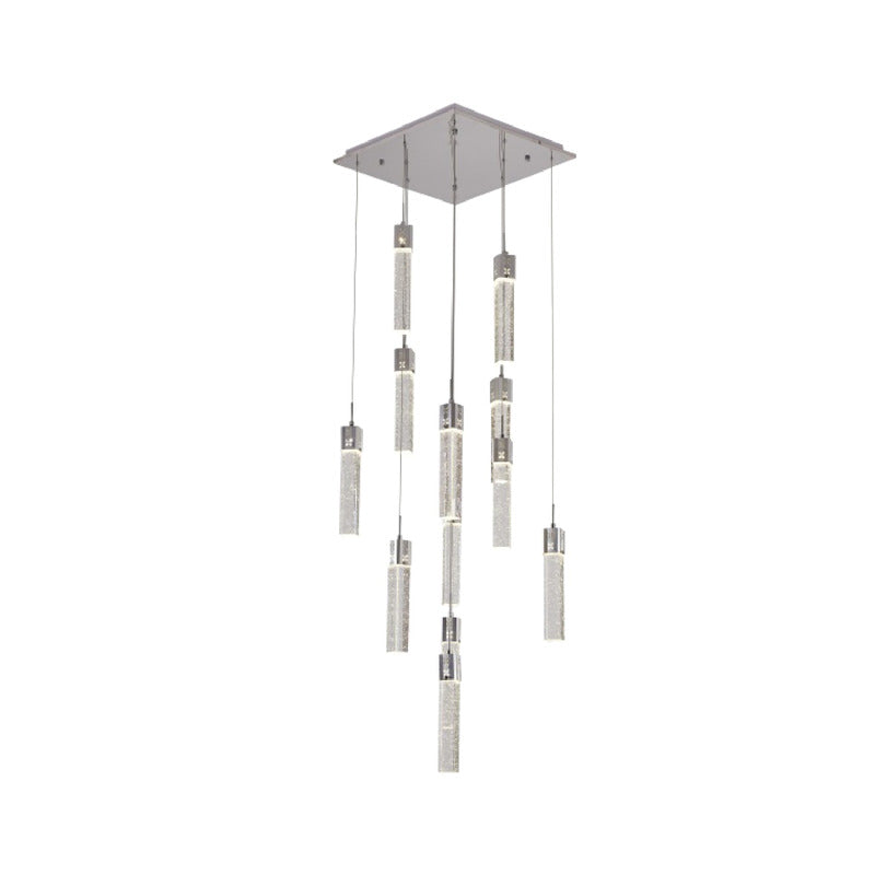 Chrome Frame Chandelier with Hanging Clear Bubble Crystal Pendants Adjustable in Height by Bethel