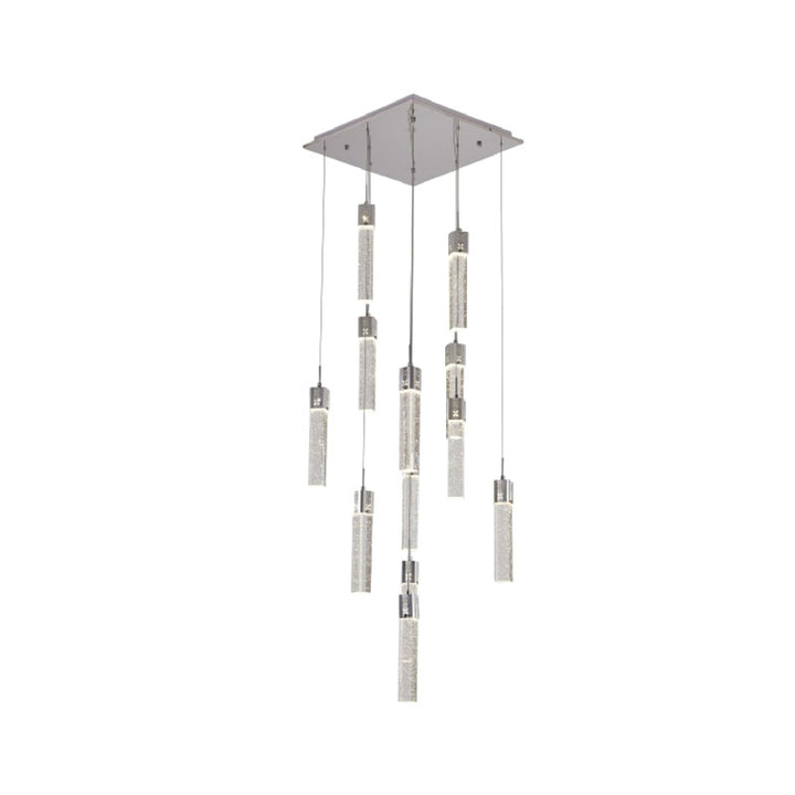 Chrome Frame Chandelier with Hanging Clear Bubble Crystal Pendants Adjustable in Height by Bethel