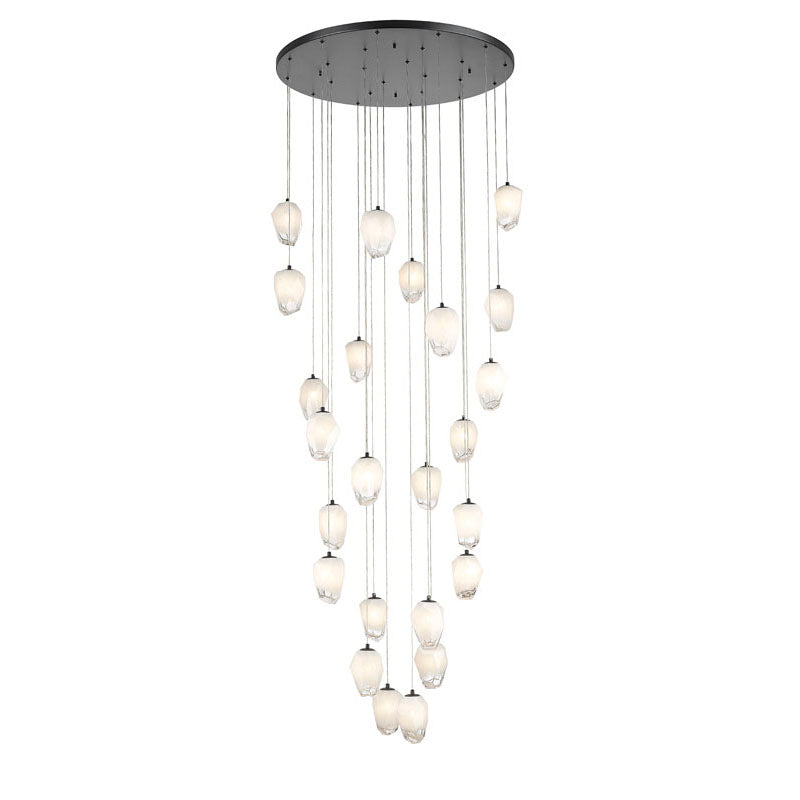 Round Flushed Chandelier with Hanging Glass Pendants by Bethel - view 2