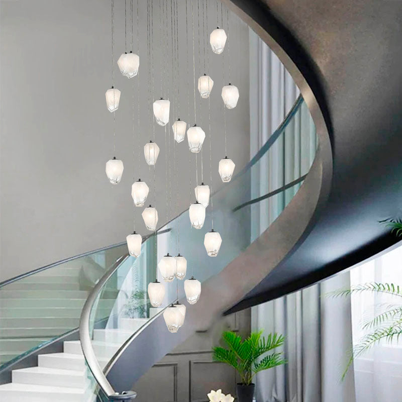 Round Flushed Chandelier with Hanging Glass Pendants in Black by Bethel