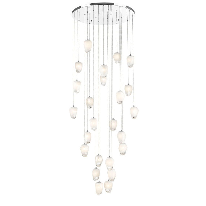 Round Flushed Chandelier with Hanging Glass Pendants by Bethel - view 7