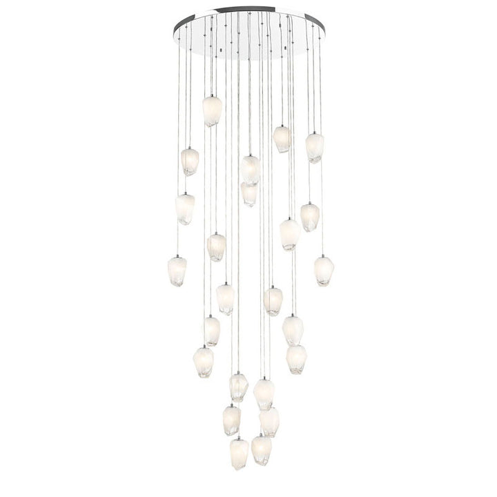 Round Flushed Chandelier with Hanging Glass Pendants by Bethel - view 7