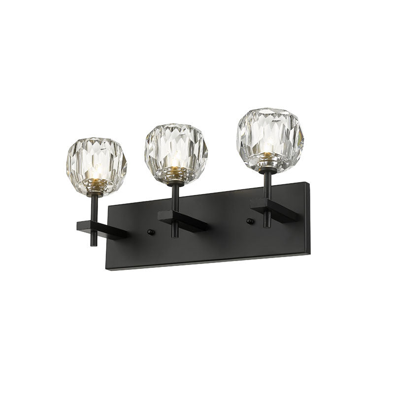 Frame Wall Sconce with Clear Crystal Shades in Black by Bethel
