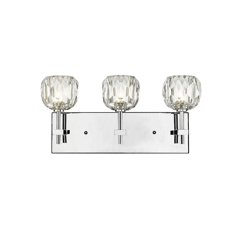 Frame Wall Sconce with Clear Crystal Shades in Chrome by Bethel