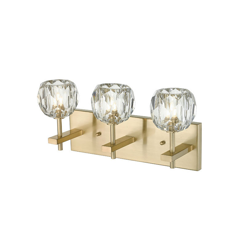 Frame Wall Sconce with Clear Crystal Shades in Gold by Bethel