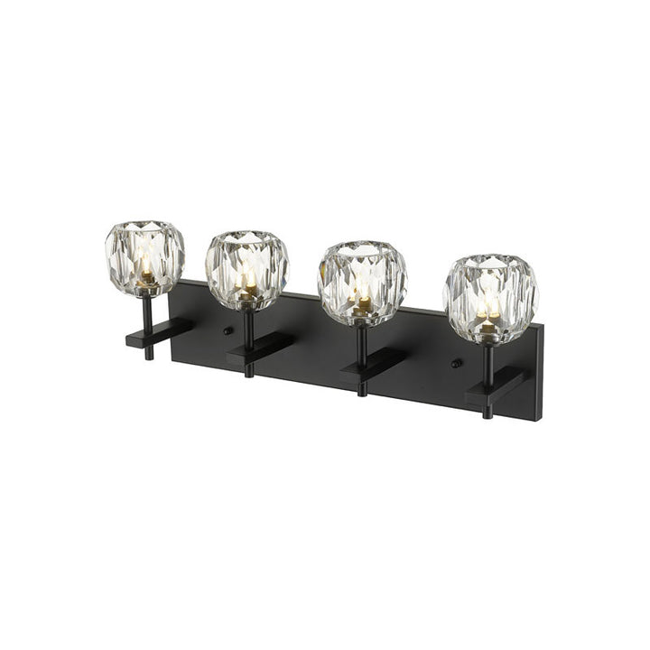 Frame Wall Sconce with Clear Crystal Shades in Black by Bethel
