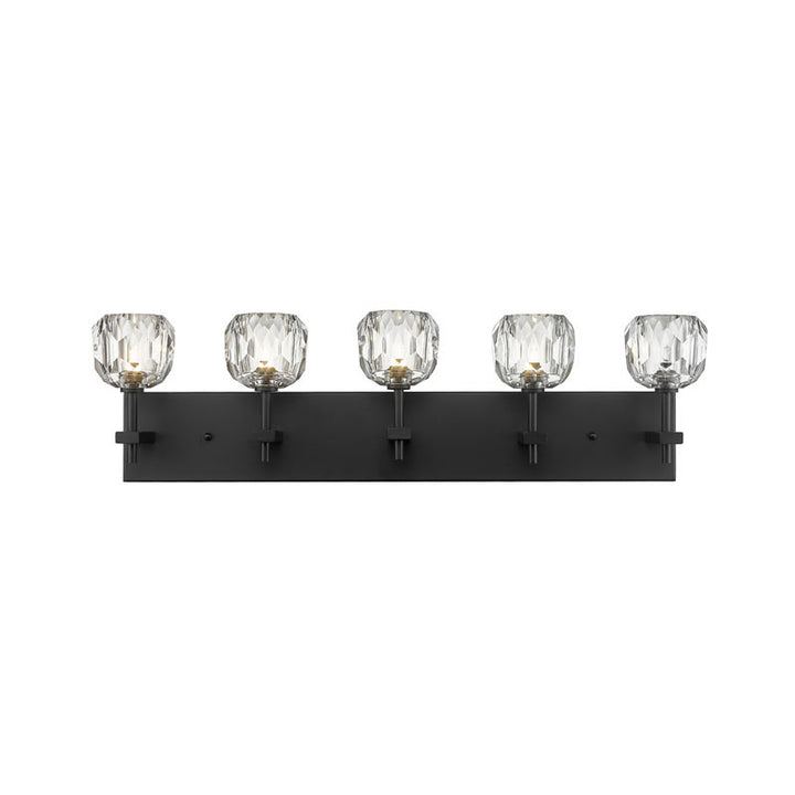 Frame Wall Sconce with Clear Crystal Shades in Black by Bethel