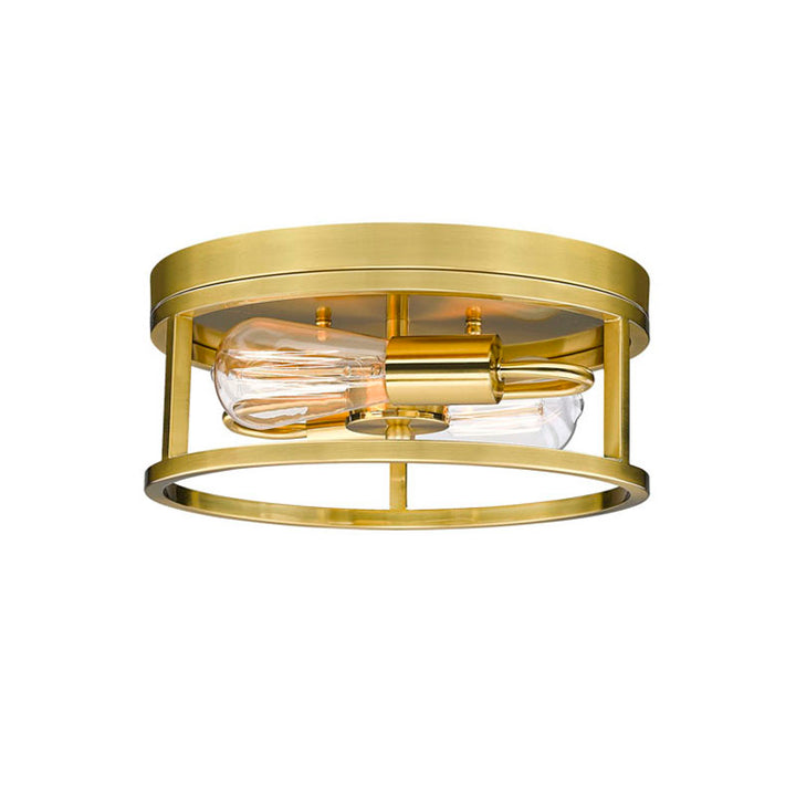 Round Iron Framed Flush Mount Light in Gold by Bethel