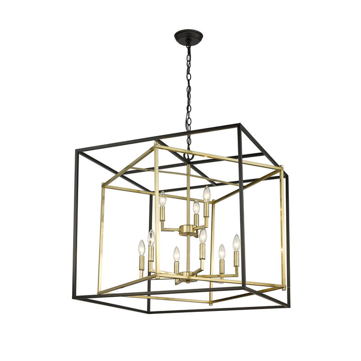 Interlocked Box Chandelier (YS218) in Black & Gold by Bethel
