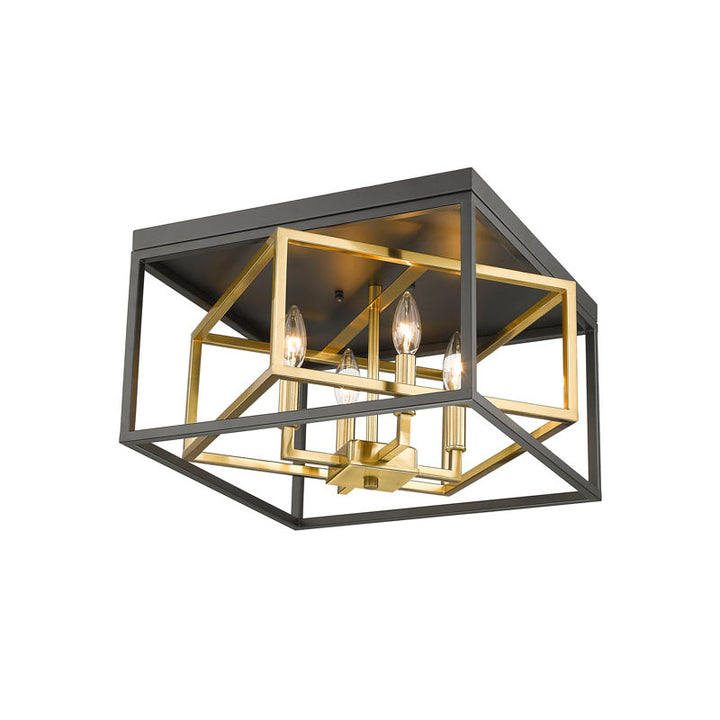 Interlocked Box Flush Mount in Black & Gold by Bethel
