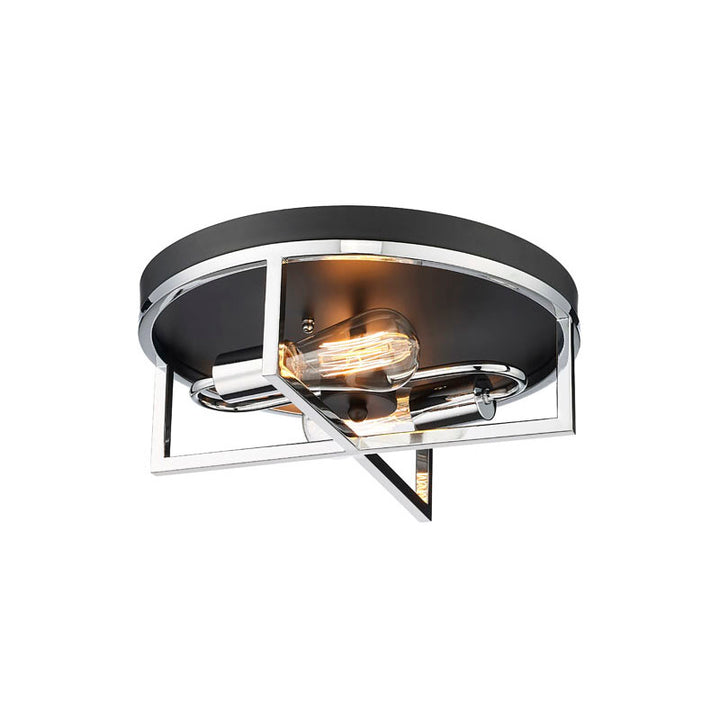 Round and Cage Flush Mount Light in Black by Bethel