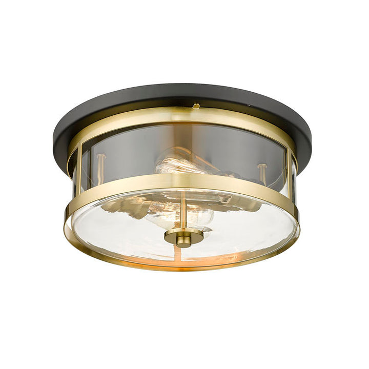 Round Flush Mount with Clear Glass Shade in Black & Gold by Bethel